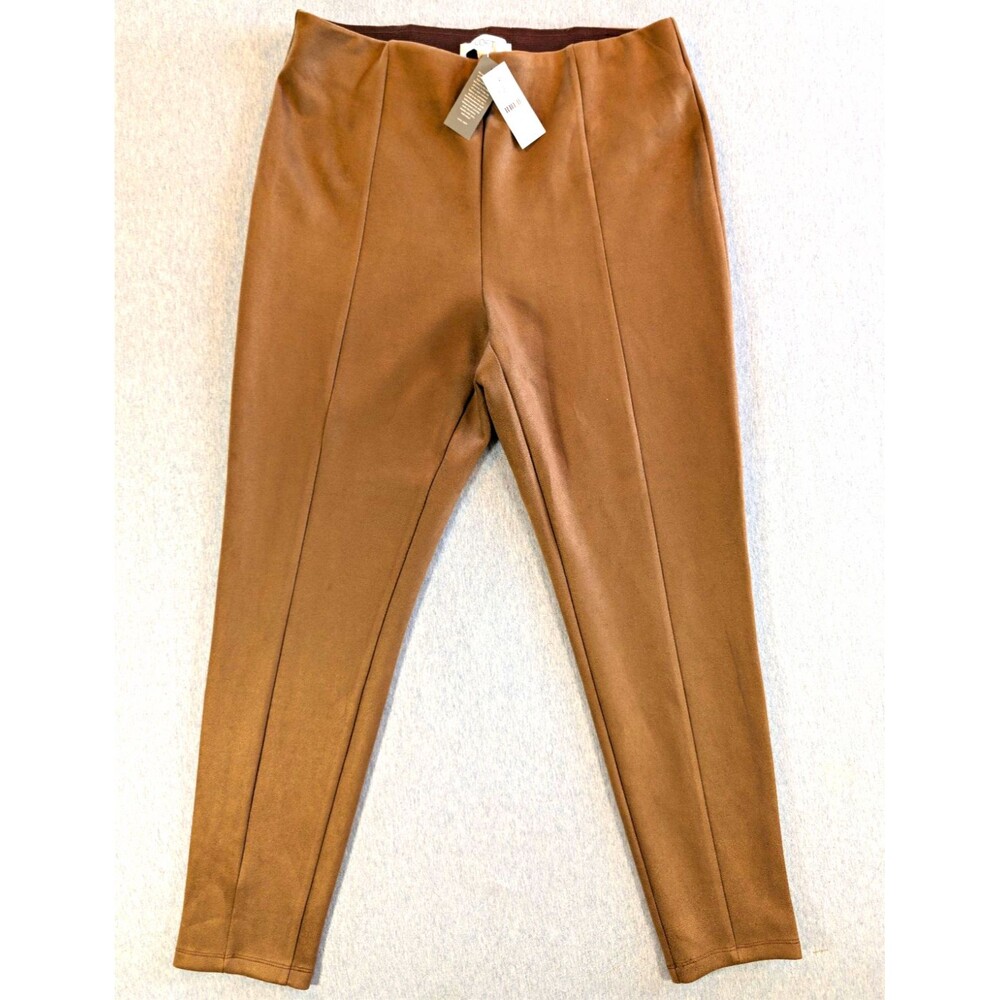 LOFT Brown Solid Ankle Leggings Pull-On Elastic Waist Stretch L 25" Inseam